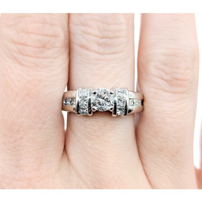 Ring Channel Set .70ct Round Diamond .75ctw Diamonds Princess Cut 14kw 7.3mm Sz8 8.53g 225060018