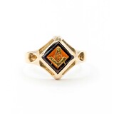  Ring Masonic Synthetic Ruby 10ky 14mm Sz10 5.1g 125062022