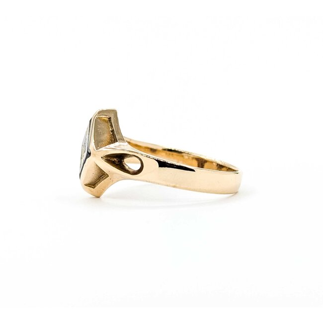 Ring Masonic Synthetic Ruby 10ky 14mm Sz10 5.1g 125062022