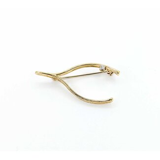 Brooch Wishbone .01ct Round Diamonds 14ky 2.9g 125060045