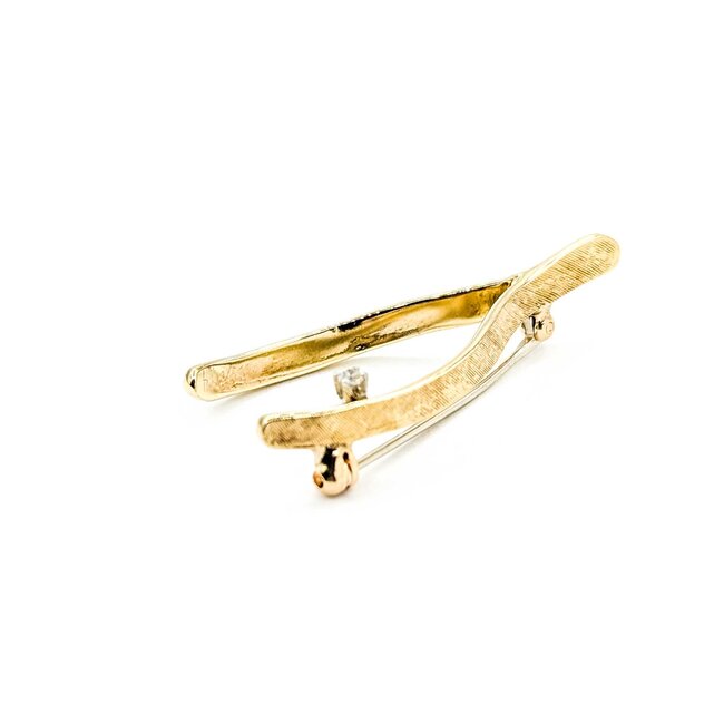 Brooch Wishbone .01ct Round Diamonds 14ky 2.9g 125060045