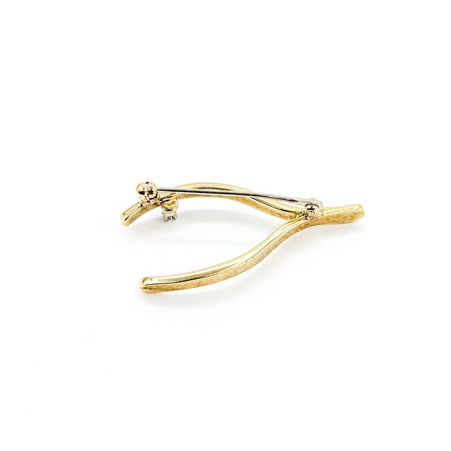 Brooch Wishbone .01ct Round Diamonds 14ky 2.9g 125060045