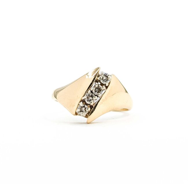 Ring Four Stone .20ctw Round Diamonds 14ky sz7 3.4g 125060047