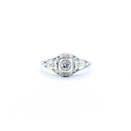 Ring Art Deco .20ct Old European Cut Diamond 18kw Sz6 2.43g 225050056