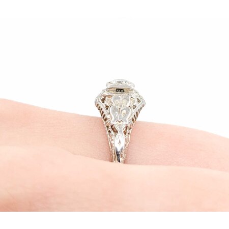 Ring Art Deco .20ct Old European Cut Diamond 18kw Sz6 2.43g 225050056