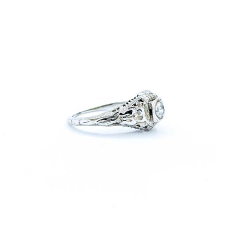 Ring Art Deco .20ct Old European Cut Diamond 18kw Sz6 2.43g 225050056