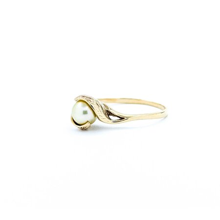 Ring Leaf Motif 5.7mm Akoya Pearl 14ky Sz7 1.73g 225050053