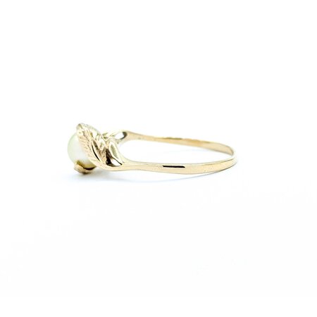 Ring Leaf Motif 5.7mm Akoya Pearl 14ky Sz7 1.73g 225050053