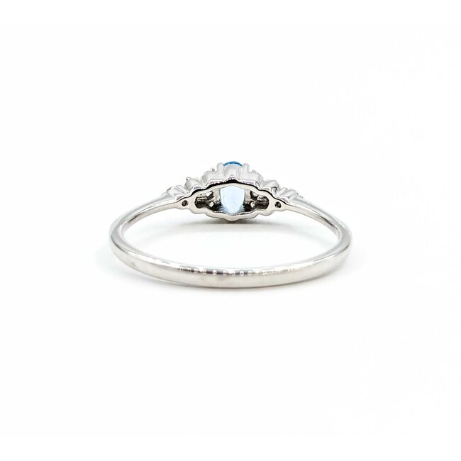 Ring Dainty .11ctw Round Diamonds .23ct Blue Topaz 10kw 5mm sz7 1.5g 125060040
