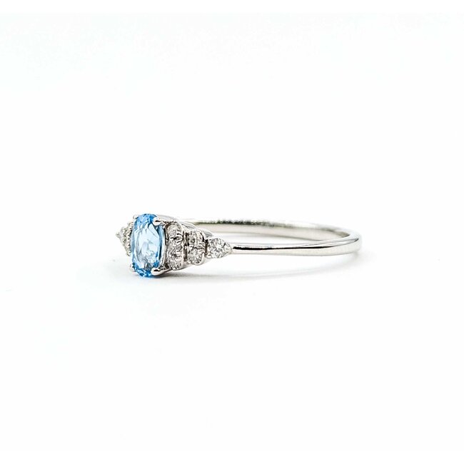 Ring Dainty .11ctw Round Diamonds .23ct Blue Topaz 10kw 5mm sz7 1.5g 125060040