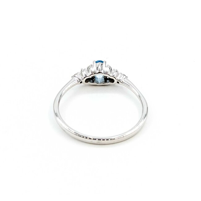 Ring Dainty .11ctw Round Diamonds .23ct Blue Topaz 10kw 5mm sz7 1.5g 125060040