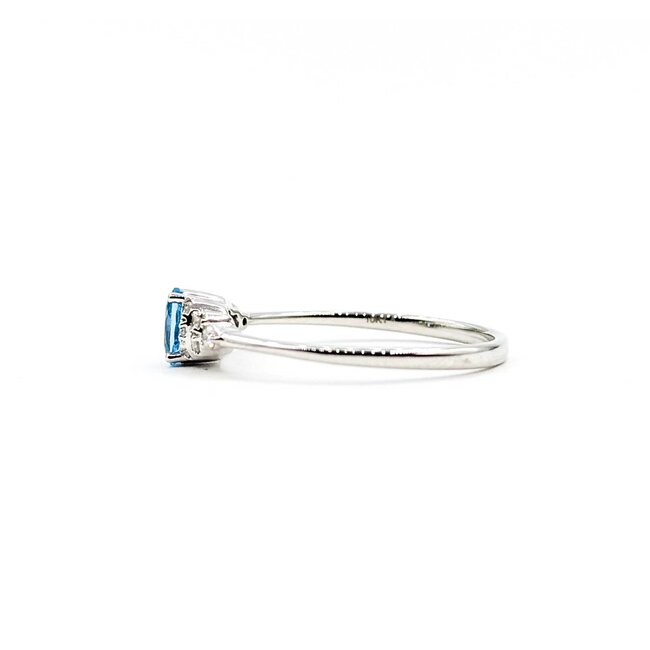 Ring Dainty .11ctw Round Diamonds .23ct Blue Topaz 10kw 5mm sz7 1.5g 125060040