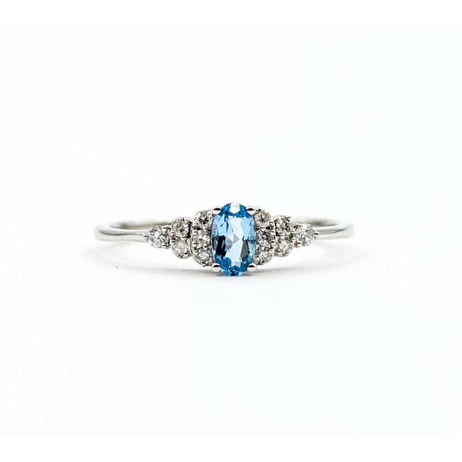 Ring Dainty .11ctw Round Diamonds .23ct Blue Topaz 10kw 5mm sz7 1.5g 125060040