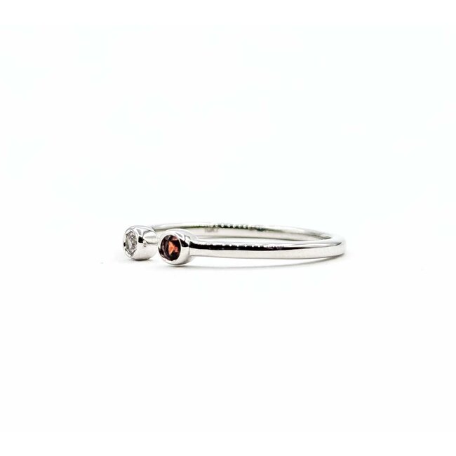 Ring Split Band .05ct Round Diamonds .05ct Garnet 14kw 3mm sz6.5 1.47g 125060039