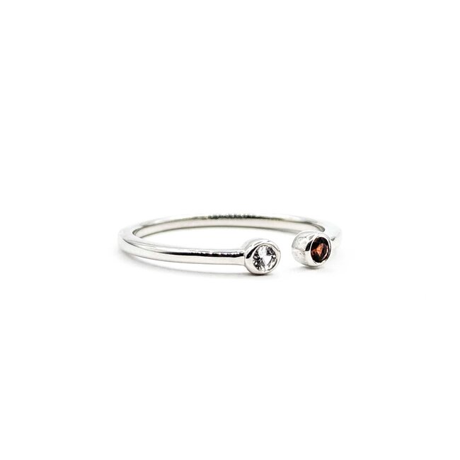 Ring Split Band .05ct Round Diamonds .05ct Garnet 14kw 3mm sz6.5 1.47g 125060039
