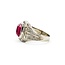 Ring Spinner/Flip "AJE" Engraved 12x10mm Synthetic Cabochon Ruby 14kw 17x15mm Sz12 10.7g 125060085