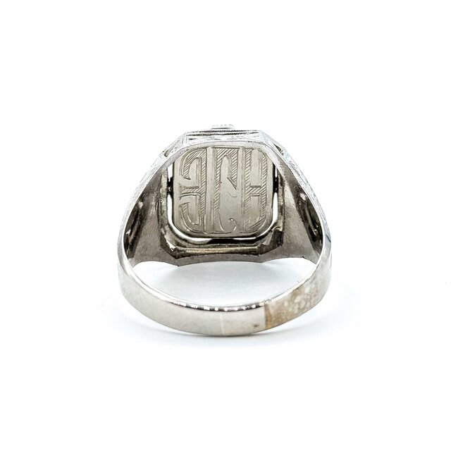 Ring Spinner/Flip "AJE" Engraved 12x10mm Synthetic Cabochon Ruby 14kw 17x15mm Sz12 10.7g 125060085