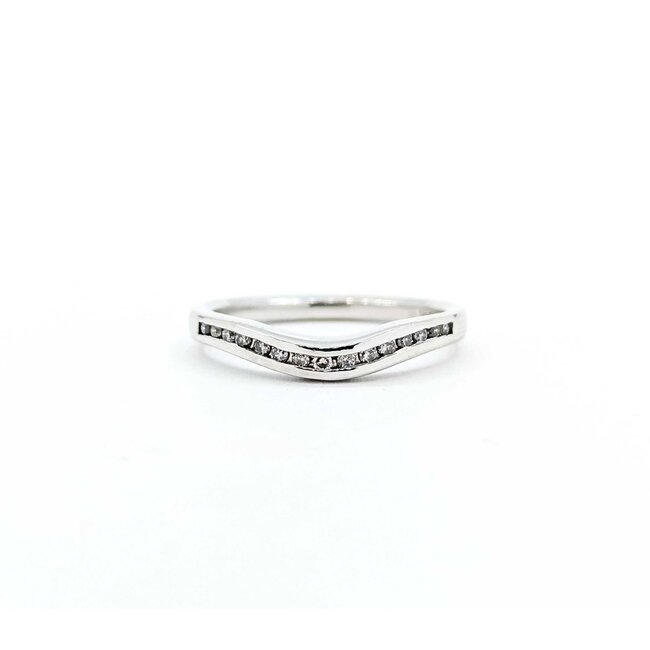 Ring Contour Band .08ctw Round Diamonds 14kw sz7 2.75g 125060048