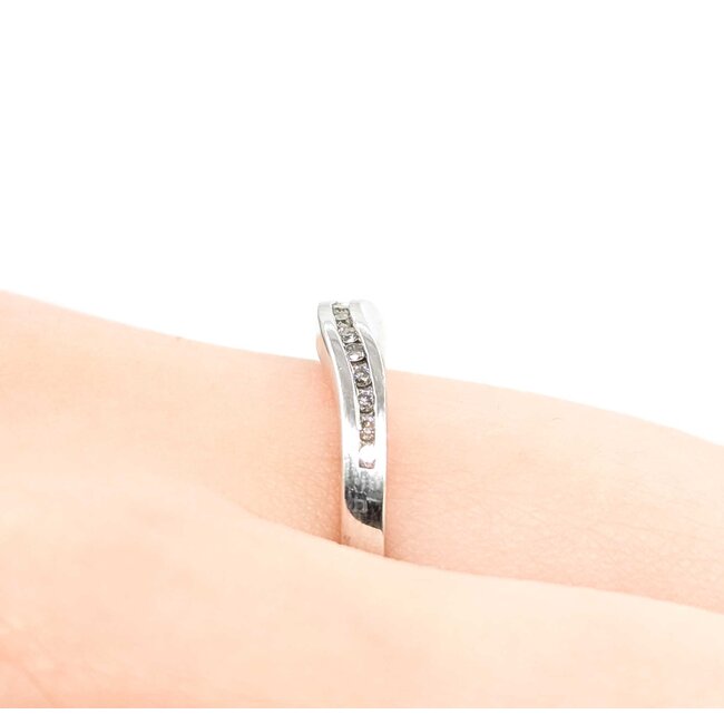 Ring Contour Band .08ctw Round Diamonds 14kw sz7 2.75g 125060048