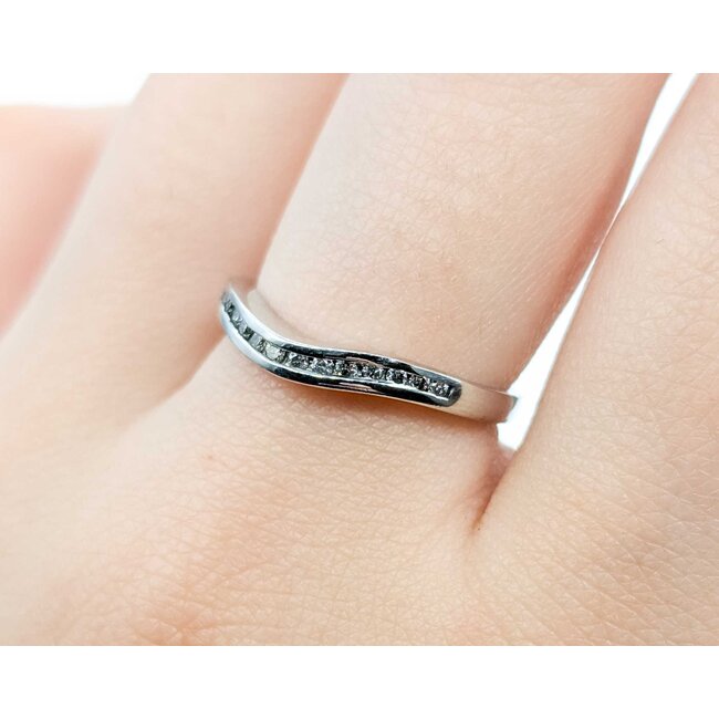Ring Contour Band .08ctw Round Diamonds 14kw sz7 2.75g 125060048