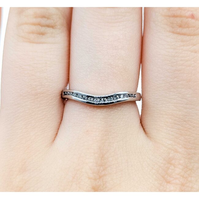 Ring Contour Band .08ctw Round Diamonds 14kw sz7 2.75g 125060048
