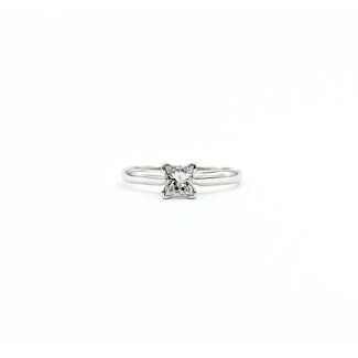Ring Solitaire .50ct Princess Diamond 14kw 2.5mm Sz6.5 2.4g 125060080