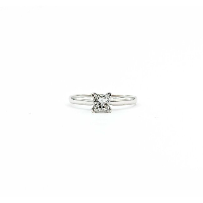 Ring Solitaire .50ct Princess Diamond 14kw 2.5mm Sz6.5 2.4g 125060080