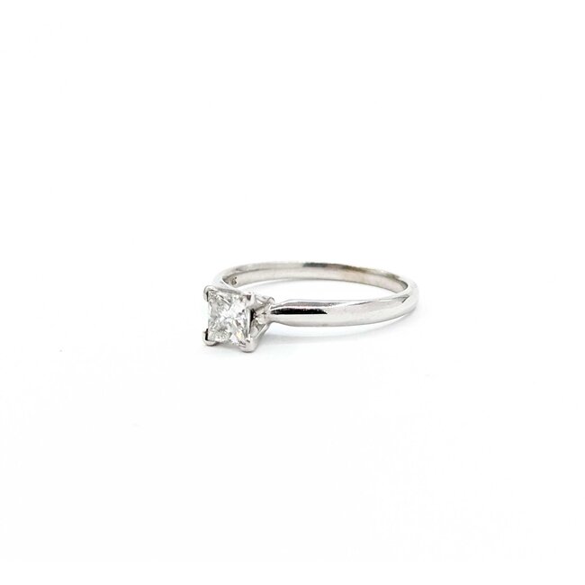Ring Solitaire .50ct Princess Diamond 14kw 2.5mm Sz6.5 2.4g 125060080