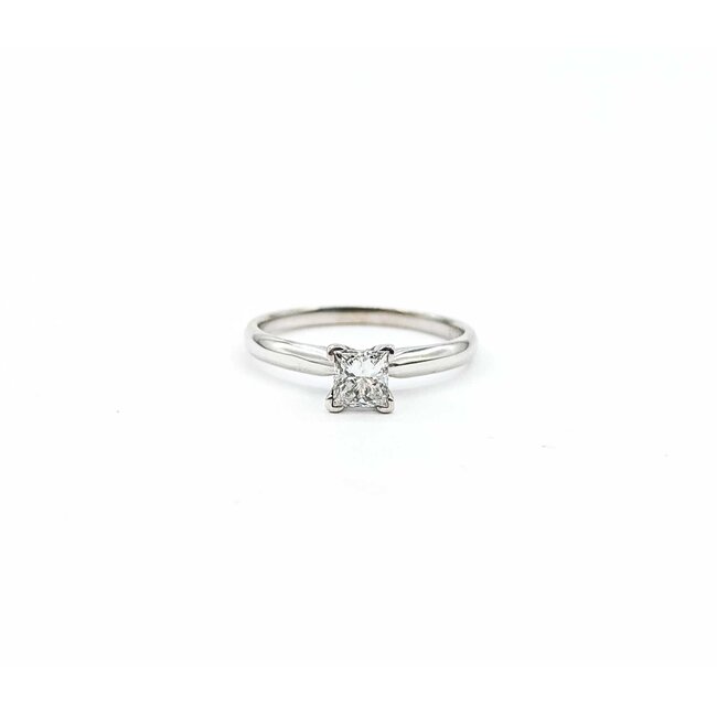 Ring Solitaire .50ct Princess Diamond 14kw 2.5mm Sz6.5 2.4g 125060080