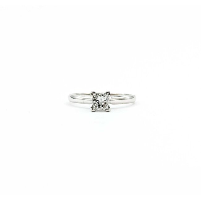 Ring Solitaire .50ct Princess Diamond 14kw 2.5mm Sz6.5 2.4g 125060080
