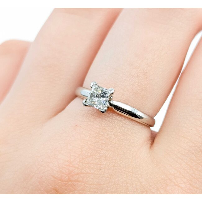 Ring Solitaire .50ct Princess Diamond 14kw 2.5mm Sz6.5 2.4g 125060080