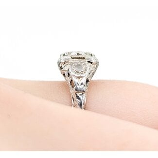Ring Filigree Milgrain .12ct European Cut Diamond 18kw 8.8mm Sz6 2.6g 125060092