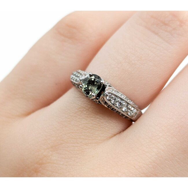 Ring .75ctw Round Diamonds .52ct Alexandrite GIA: 2231585097 14kw sz6 5.5mm 124060228