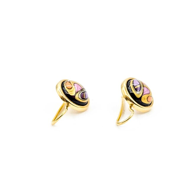 Earrings Freywille Enamel Alphonse Mucha 18ky 18.5x11mm 4.3g 225060045