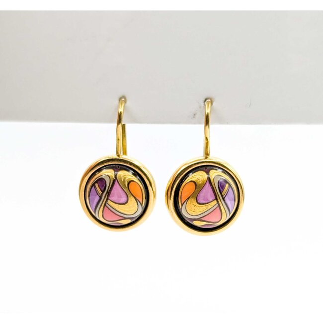 Earrings Freywille Enamel Alphonse Mucha 18ky 18.5x11mm 4.3g 225060045
