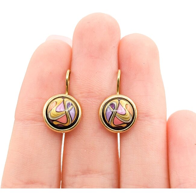 Earrings Freywille Enamel Alphonse Mucha 18ky 18.5x11mm 4.3g 225060045