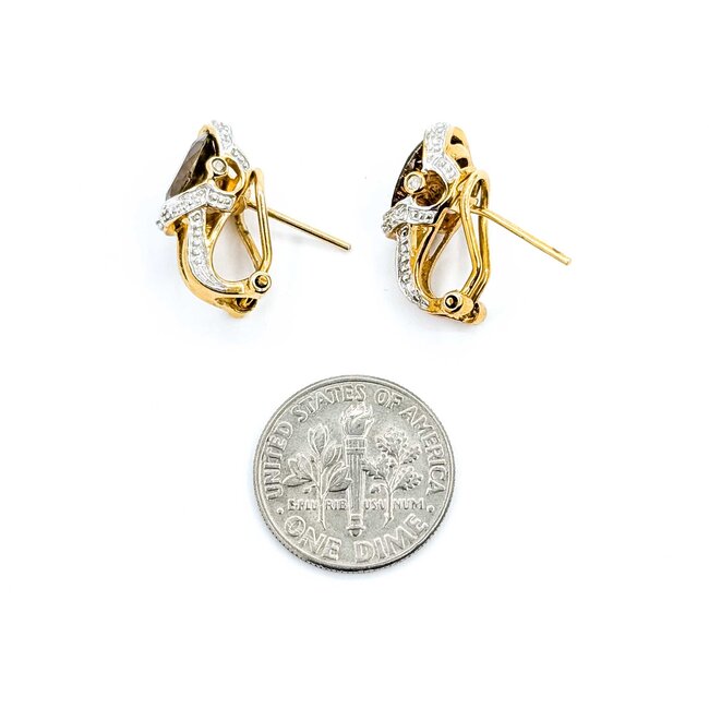 Earrings J-Hoop Omega Back 3.6ctw Bi-Color Sphene 10ky .6x.4" 4.2g 125060151