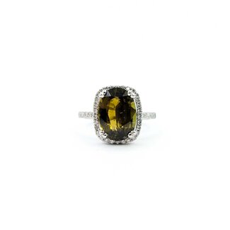 Ring Halo .39ctw Round Diamonds 4.89ct Alexandrite GIA: 5231521444 14kw 14x12mm Sz6.5 3.5g 125060012
