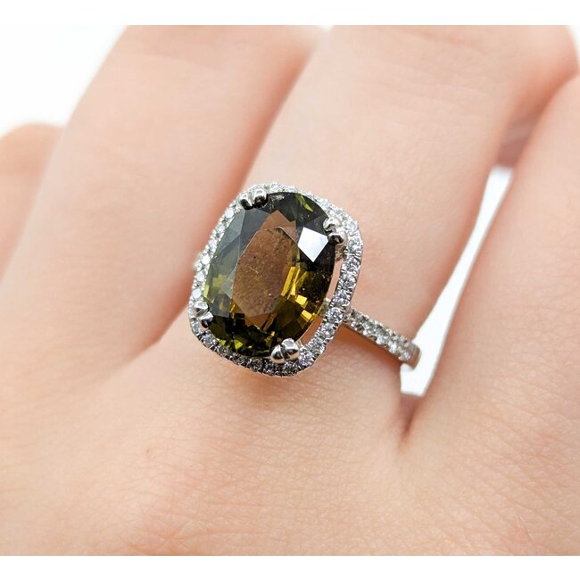 Ring Halo .39ctw Round Diamonds 4.89ct Alexandrite GIA: 5231521444 14kw 14x12mm Sz6.5 3.5g 125060012