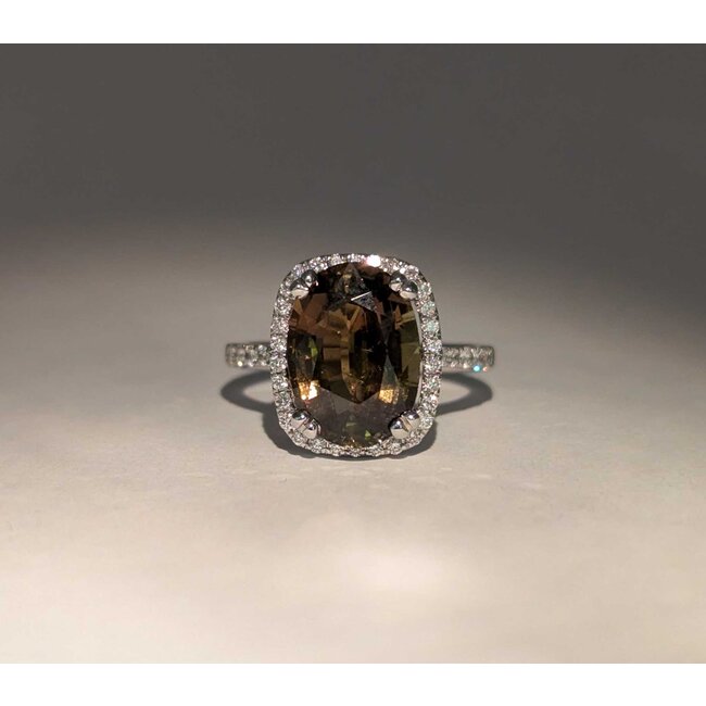 Ring Halo .39ctw Round Diamonds 4.89ct Alexandrite GIA: 5231521444 14kw 14x12mm Sz6.5 3.5g 125060012