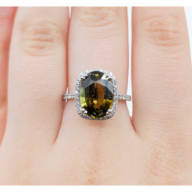 Ring Halo .39ctw Round Diamonds 4.89ct Alexandrite GIA: 5231521444 14kw 14x12mm Sz6.5 3.5g 125060012