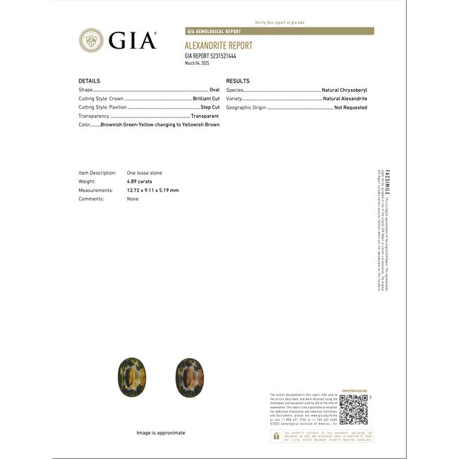 Ring Halo .39ctw Round Diamonds 4.89ct Alexandrite GIA: 5231521444 14kw 14x12mm Sz6.5 3.5g 125060012