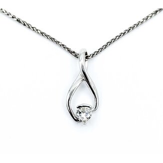 Necklace Solitaire Swirl .20ct Round 14kw 18in 19.7x8.3mm 4.1g 225060033