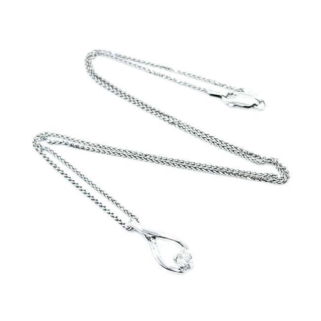 Necklace Solitaire Swirl .20ct Round 14kw 18in 19.7x8.3mm 4.1g 225060033