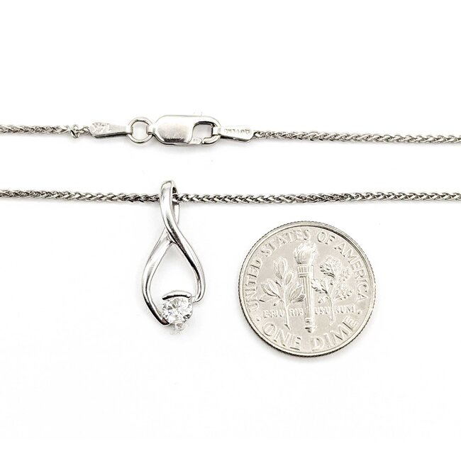 Necklace Solitaire Swirl .20ct Round 14kw 18in 19.7x8.3mm 4.1g 225060033