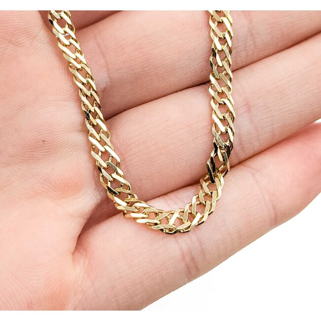 Necklace Double Curb Link Lobster Clasp 14ky 4mm 20" 12.1g 125062048