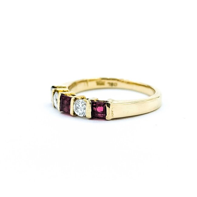 Ring 5-Stone .24ctw round Diamonds .30ctw Ruby 18ky sz5.75 3.9g 225060046