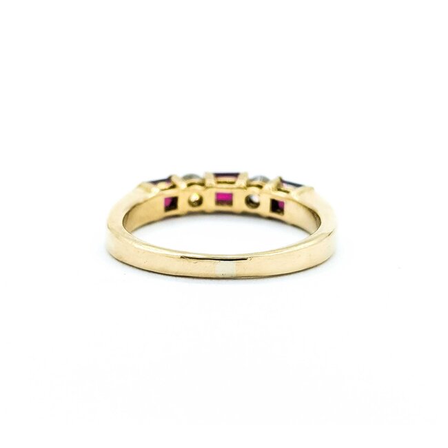 Ring 5-Stone .24ctw round Diamonds .30ctw Ruby 18ky sz5.75 3.9g 225060046