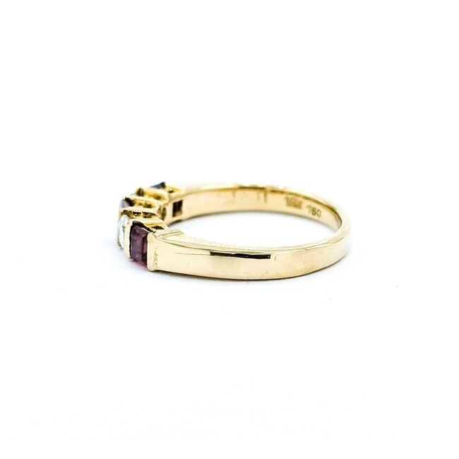 Ring 5-Stone .24ctw round Diamonds .30ctw Ruby 18ky sz5.75 3.9g 225060046