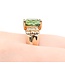 Ring BowTie .75ctw Round & Baguette Diamonds 2.5ct Green Tourmaline 14ky 7.5mm Sz8 7.4g 125060089